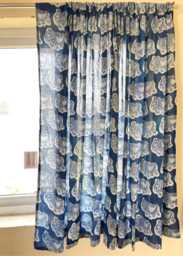 Indigo Elephant Hand Block Print Curtain Boho Cotton Panel - Set Of Two - thumbnail 1