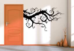 Branch Wall Decal, Whimsical Branches, Twisted Tree Decor, Gothic Art, Curly Vines Design, Storybook Fantasy, Dark Nature - thumbnail 1