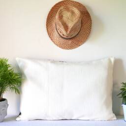 "African Kuba & Mudcloth Fabric Textile Handmade Natural Raffia Pillowcase Pillow Cover 15"" X 22" - thumbnail 4