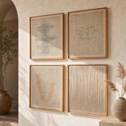 Minimalist Framed Wall Art Set - Handwoven Tapestry Large Woven Hanging Abstract Fiber Modern Decor For Living Room - thumbnail 2