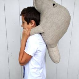 Manatee Pillow Linen Stuffed Animal Pillow Minimalist Nautical Decor - thumbnail 3