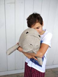 Manatee Pillow Linen Stuffed Animal Pillow Minimalist Nautical Decor - thumbnail 1