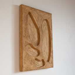 Modern Organic Wall Art - Wabi Sabi Abstract Plaster Painting Brown Hanging Textured Neutral Decor - thumbnail 3
