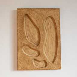 Modern Organic Wall Art - Wabi Sabi Abstract Plaster Painting Brown Hanging Textured Neutral Decor - thumbnail 2