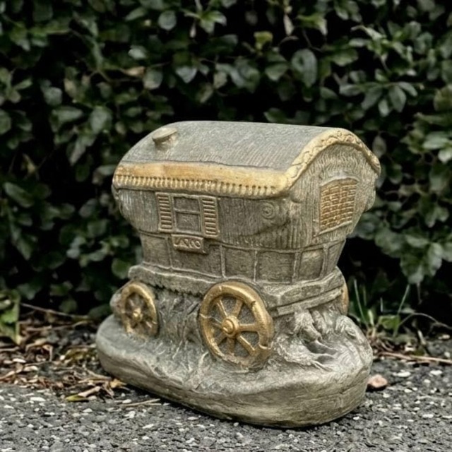 Fantasy Wagon Sculpture Concrete Trailer Statue Garden Figurine & Home Decoration Handmade Art Lawn Lover Gift - image 1