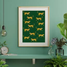 Emerald Green Cheetah Print, Exotic Animal Wall Art - thumbnail 3