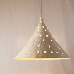 Pendant Light With Cut-Outs. Large Ceramic Chandelier For Kitchen Or Dining Room - thumbnail 3