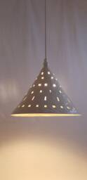 Pendant Light With Cut-Outs. Large Ceramic Chandelier For Kitchen Or Dining Room