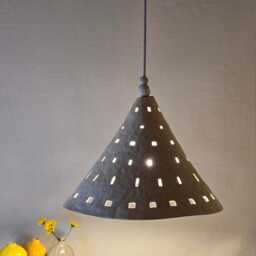 Pendant Light With Cut-Outs. Large Ceramic Chandelier For Kitchen Or Dining Room - thumbnail 4