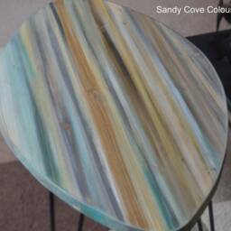 Oval Wood Coastal Coffee Table Sandy Cove Colours With Black Metal Hair Pin Or Tapered Legs/Us Customers Tariff Is Paid - thumbnail 3