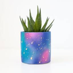 Gold Splatter Galaxy Planter Hand-Painted Ceramic Indoor/Outdoor Pot