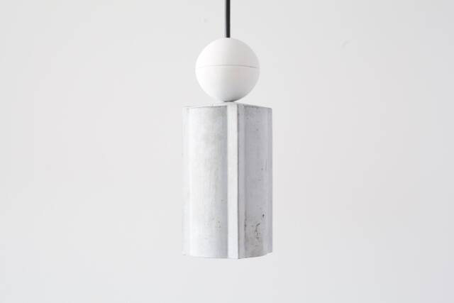 Handmade Concrete Cylinder Pendant Light With Sphere - image 1
