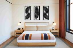 Palm Leaf Wall Art Plaque 3 Piece Set Black Home Decor Wooden Ornament Gift - thumbnail 1