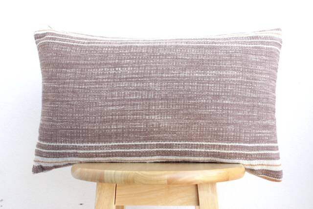 Brown Tribal Hemp Hand Woven Natural Dye Color Hmong Lumbar Pillow Cover - image 1