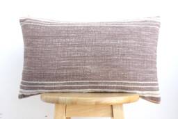 Brown Tribal Hemp Hand Woven Natural Dye Color Hmong Lumbar Pillow Cover - thumbnail 1