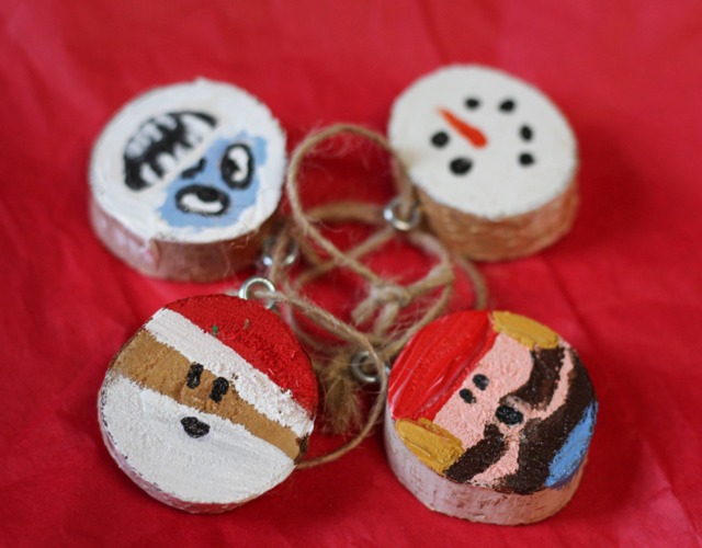 Rustic Christmas Ornaments - Pack Of 4 Wooden Ornaments // Holiday Decor - image 1