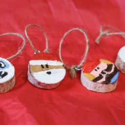 Rustic Christmas Ornaments - Pack Of 4 Wooden Ornaments // Holiday Decor - thumbnail 3