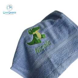 Crocodile Towel - Personalised Face Cloth/Hand Bath = Embroidered With & Text - thumbnail 3