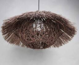 Handmade Rattan Pendant Light, Rustic Rural Lighting Fixture - thumbnail 1