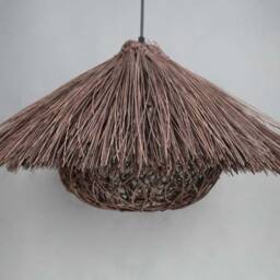 Handmade Rattan Pendant Light, Rustic Rural Lighting Fixture - thumbnail 2