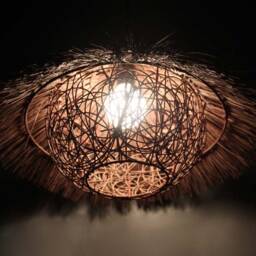 Handmade Rattan Pendant Light, Rustic Rural Lighting Fixture - thumbnail 3