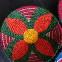 Boho Woven Wall Basket Set Colorful African Plate Decor - 20cm - thumbnail 3