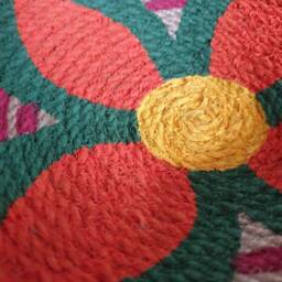 Boho Woven Wall Basket Set Colorful African Plate Decor - 20cm - thumbnail 4
