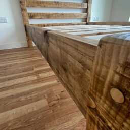 Chunky Rustic Pine Wood Bed Frame With Headboard - thumbnail 3