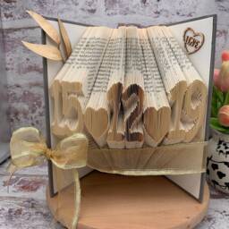 Anniversary Date, Folded Book Art, Deluxe Greeting Card - thumbnail 3