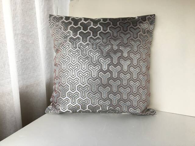 Kimono Silver Throw Pillow Case, Japanese Obi Brocade Sofa Bedding Silk Cushion, Decor Cover, Wedding Gift - image 1