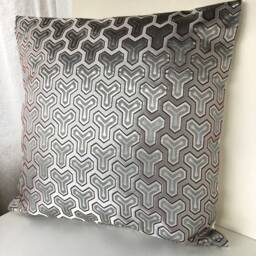 Kimono Silver Throw Pillow Case, Japanese Obi Brocade Sofa Bedding Silk Cushion, Decor Cover, Wedding Gift - thumbnail 2