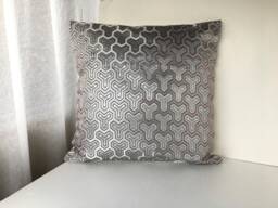 Kimono Silver Throw Pillow Case, Japanese Obi Brocade Sofa Bedding Silk Cushion, Decor Cover, Wedding Gift - thumbnail 1