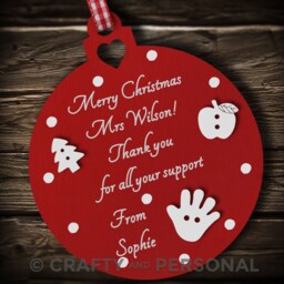 Personalised Teacher Christmas Gift Wooden Bauble Tree Ornament Thank You Present For Tutor Mentor - thumbnail 3