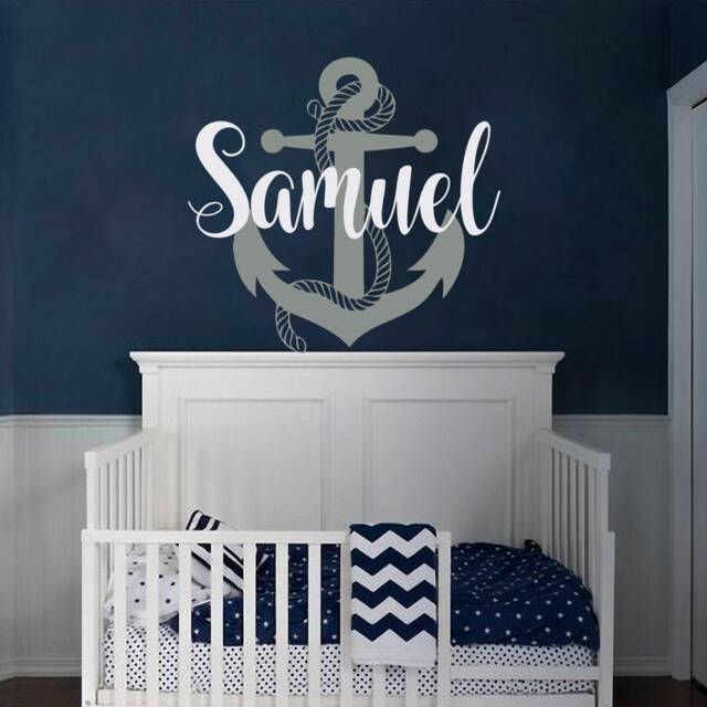 Personalized Nautical Anchor Name Wall Decal - Boys Nursery Decor Ww179 - image 1