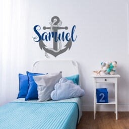 Personalized Nautical Anchor Name Wall Decal - Boys Nursery Decor Ww179 - thumbnail 3