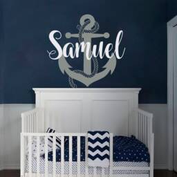 Personalized Nautical Anchor Name Wall Decal - Boys Nursery Decor Ww179 - thumbnail 1