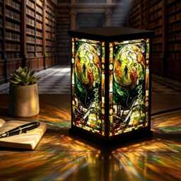 Project Hail Mary Faux Stained Glass Lantern, Sci-Fi Book Inspired Cosmic Night Light, Galaxy Desktop Lamp, Unique Fan Gift, Rocky - thumbnail 4