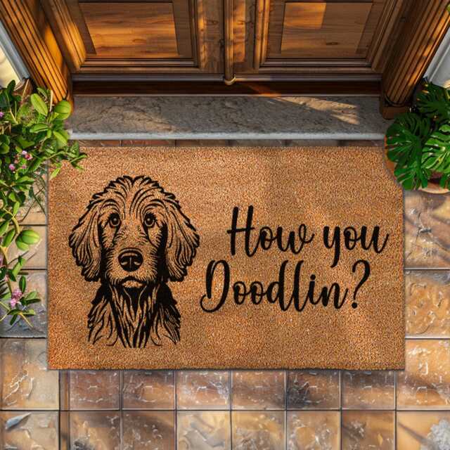 How You Doodlin Doodle Dog Doormat, Goldendoodle Mat, Cute Gift, Decor, Custom Pet Lovers Gift - image 1