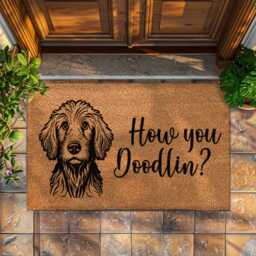 How You Doodlin Doodle Dog Doormat, Goldendoodle Mat, Cute Gift, Decor, Custom Pet Lovers Gift - thumbnail 1