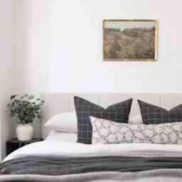 Oversized Lumbar Pillow, Floral Dark Gray Pillow Cover For Sofa, Neutral Long Lumbar, Charcoal Cushion -- Charlotte - thumbnail 2