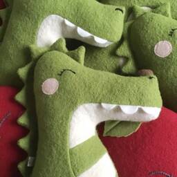 Crocodile-Shaped Embroidered Cushion, Crock Odile - Les Singuliers Collection Caro & Zolie X Moomie - thumbnail 3