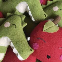 Crocodile-Shaped Embroidered Cushion, Crock Odile - Les Singuliers Collection Caro & Zolie X Moomie - thumbnail 4