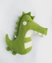 Crocodile-Shaped Embroidered Cushion, Crock Odile - Les Singuliers Collection Caro & Zolie X Moomie