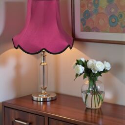 Fuchsia Pink Fabric Lampshade Handmade Traditional Braid Trimmed Pendant Light Shade - thumbnail 2