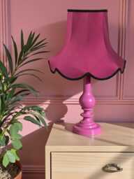 Fuchsia Pink Fabric Lampshade Handmade Traditional Braid Trimmed Pendant Light Shade - thumbnail 1