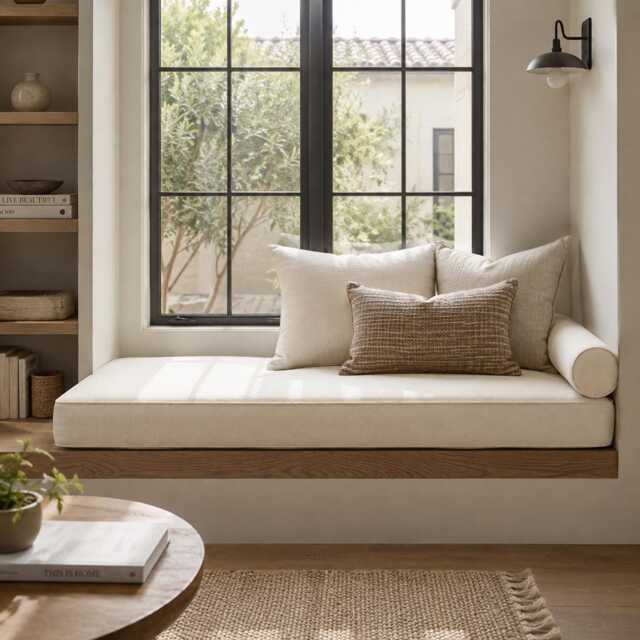 Custom Cotton Bench Cushion With Foam, Window Seat Cushion, 49 Colors - image 1