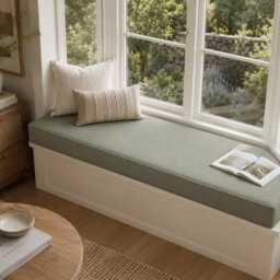 Custom Cotton Bench Cushion With Foam, Window Seat Cushion, 49 Colors - thumbnail 4