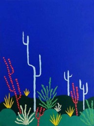 Mini Cactus Art Canvas, Framed Original Painting, Art, Botanical Flora, Nature, Palm Springs Garden, Wall Desk Pop - thumbnail 3
