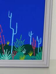 Mini Cactus Art Canvas, Framed Original Painting, Art, Botanical Flora, Nature, Palm Springs Garden, Wall Desk Pop - thumbnail 2