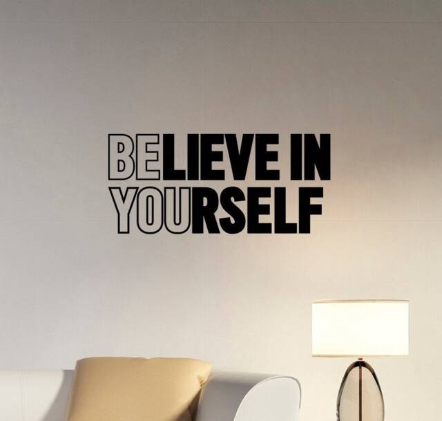 Believe in Yourself Wall Decal Vinyl Sticker Motivational Quote Sports Life Workout Inspirational Saying Art Home Room Gym Decor Hq43 - image 1